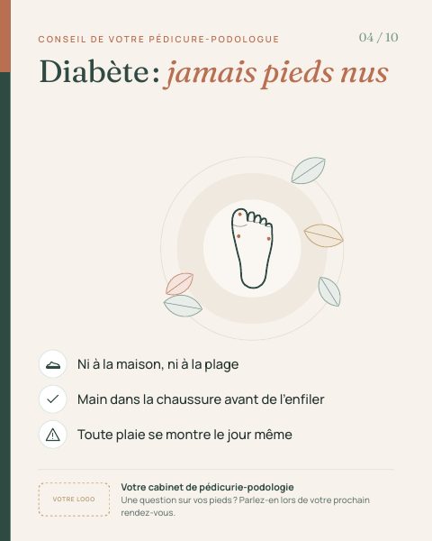 Visuel de prévention : Diabète, jamais pieds nus